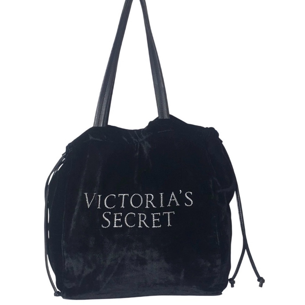VICTORIA'S SECRET BLACK VELVET TOTE BAG NWOT‎